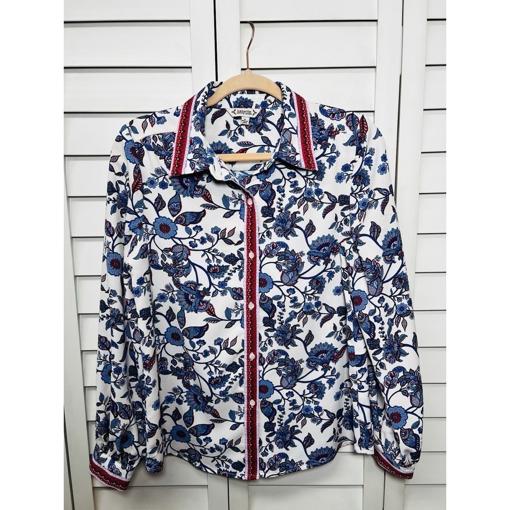 Nanette Lepore Floral Paisley Long Sleeve Button Down Top Women's Size Small